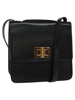 Authentic Chloe Shoulder Bag Leather Black Gold